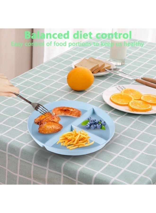 ChicAbode 4pcs Divided Dinner Plates, Portion Control Divided Plates, Unbreakable Divided Plates Compartment Plates, Divided Diet Plates Tray Reusable Dishes for Most People - Image 5